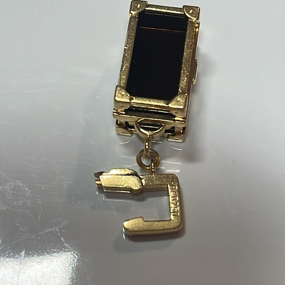 Louis Vuitton 18K Gold Steamer Trunk Charm. Gold Frame around Smoky Quartz - Picture 2 of 9